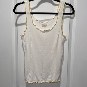 Hem & Thread White Tank Yellow Scalloped Edge